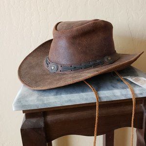 Brown Leather Cowboy Hat